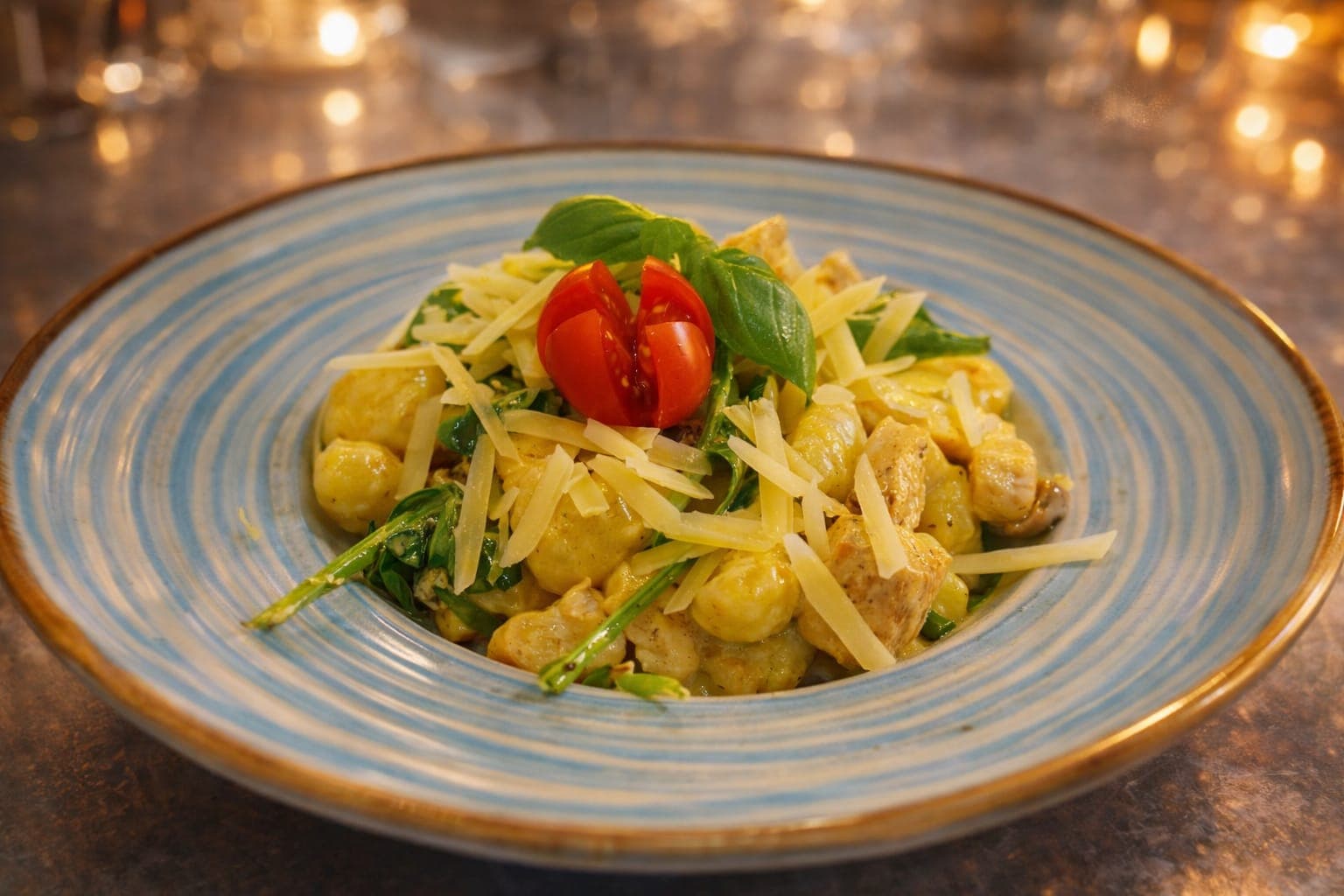 Gnocchi ze świeżym szpinakiem, suszonymi pomidorami i kurczakiem (400g)