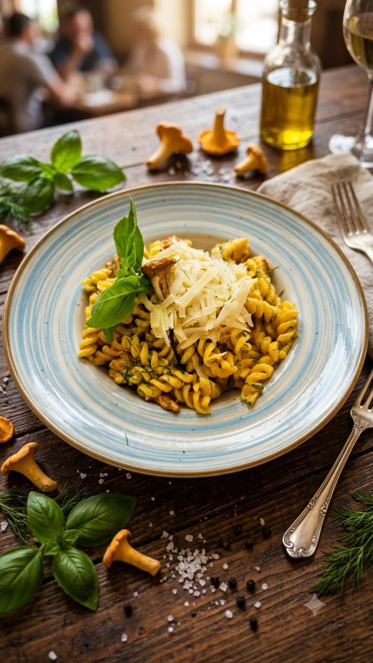 Makaron fusilli z kurczakiem (80g) i kurkami przyprawiony koperkiem (400g)