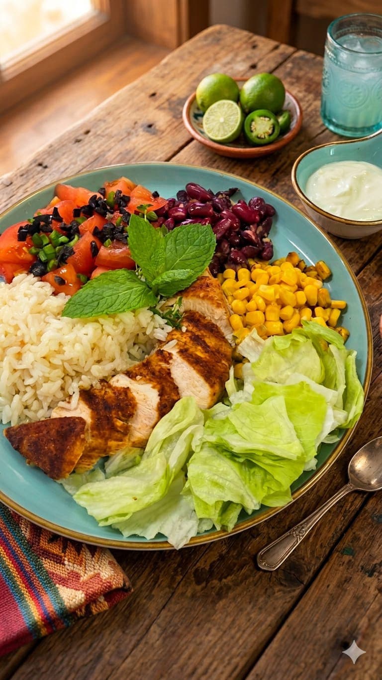 Burrito bowl z grillowanym kurczakiem