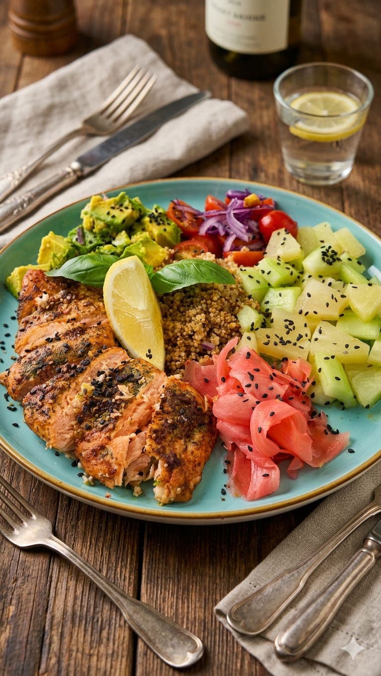 Poke bowl z łososiem teriyaki 
