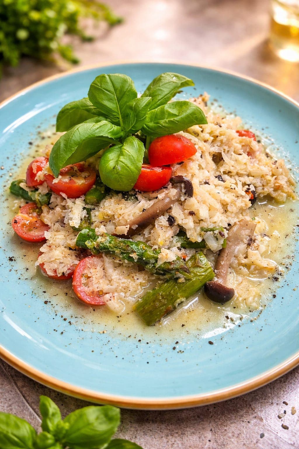 Risotto z kalafiora z truflami i grzybami shimeji
